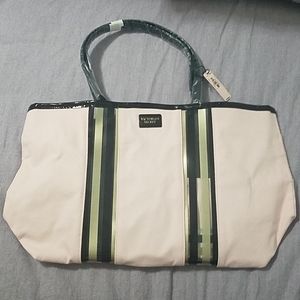 (SOLD) VS Light Pink Bag with Gold Black Stripes